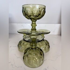 Vintage coupe,sherbet thumb print Provincial Green collection by Imperial Glass